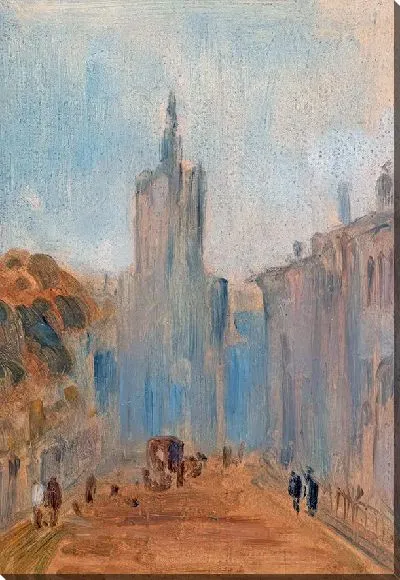 Картина Улица с церковью и фигурами