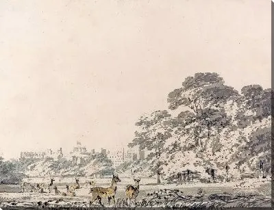 Картина Виндзорский замок и парк с оленями