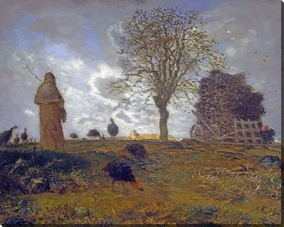 Осенний пейзаж со стаей индеек