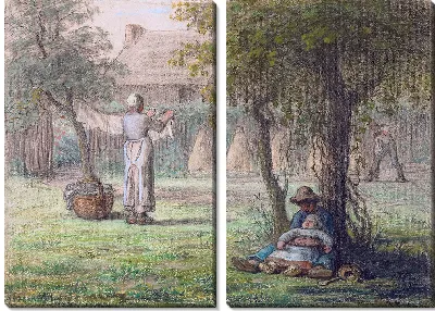 Картина Женщина развешивает белье