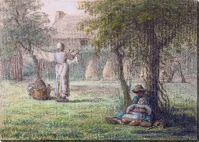 Женщина развешивает белье