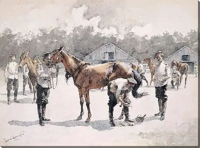 Картина Подковывание казачьих лошадей