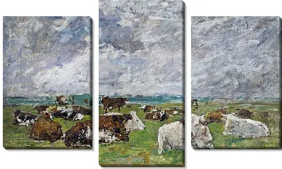 Картина Стадо коров под грозовым небом