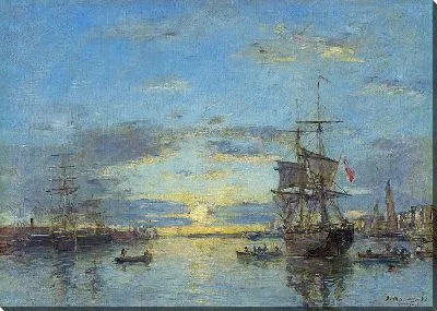 Картина Гавр. Внешняя гавань на закате.