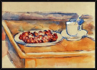 Чашка и блюдо из вишни