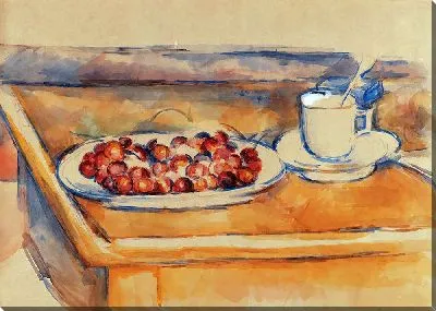 Чашка и блюдо из вишни