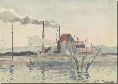 Картина Фабрика на Уазе в Понтуазе (1873)