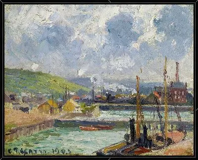 Картина Рыбацкий причал и бассейн Дюкен, Дьепп, яркая серая погода (1902 г.)