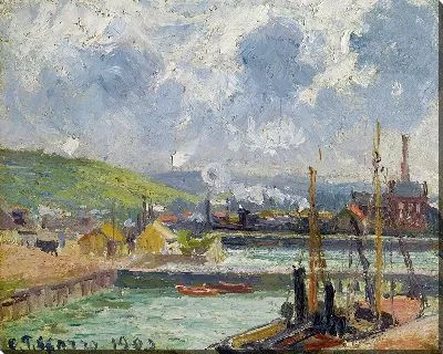 Картина Рыбацкий причал и бассейн Дюкен, Дьепп, яркая серая погода (1902 г.)