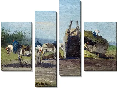 Картина Белые лошади и телеги (1862)