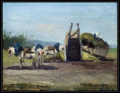 Картина Белые лошади и телеги (1862)