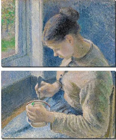 Картина Молодая крестьянка пьет кофе (1881)