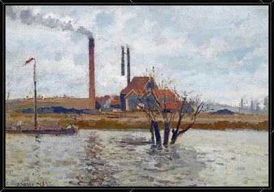 Картина Фабрика в Сен-Уан-Ломоне, Разлив Уазы (1873 г.)