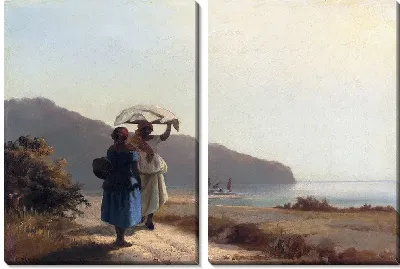 Две женщины беседуют у моря, Сент-Томас (1856)