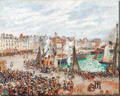 Картина Рыбный рынок, Дьепп; пасмурная погода, утро (1902)