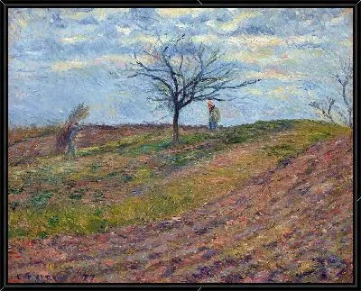 Картина Вспаханная земля зимой с мужчиной, несущим узел (1877 г.)
