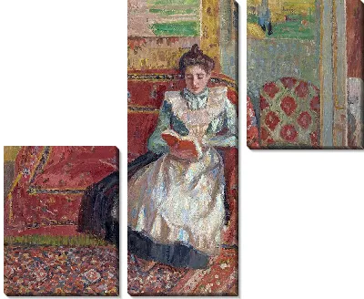 Картина Жанна Писсарро, известная как Кокотта, читает (1899)