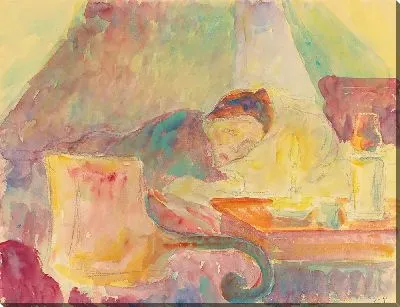 Картина Мать художника в постели