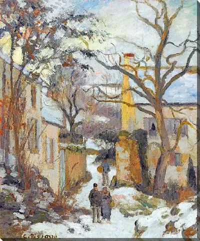 Картина Самый Рондальный дом под снегом, Понтуаз или Chemin De l'Hermitage, Понтуаз, под снегом (около 1875 г.)