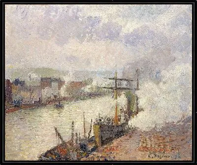 Картина Пароходы в порту Руана (1896)