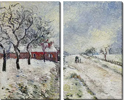 Картина Заснеженная дорога с домом, окрестности Эраньи (1885 г.)