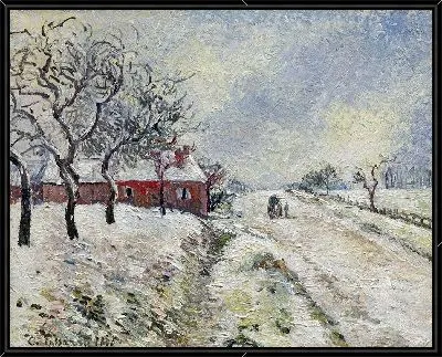 Картина Заснеженная дорога с домом, окрестности Эраньи (1885 г.)