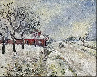 Картина Заснеженная дорога с домом, окрестности Эраньи (1885 г.)