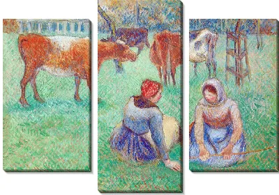 Картина Сидящие крестьянки, охраняющие коров (1886 г.)
