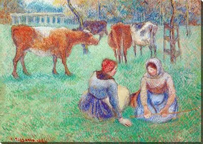 Картина Сидящие крестьянки, охраняющие коров (1886 г.)