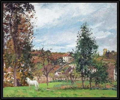 Картина Пейзаж с белой лошадью на лугу, Эрмитаж, Понтуаз (1872)