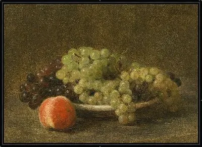 Картина Натюрморт с виноградом и персиком