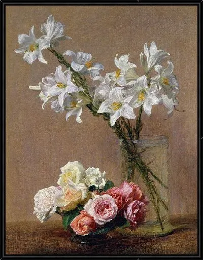 Картина Розы и лилии