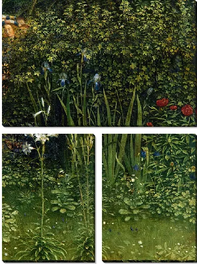 Картина Гентский алтарь «Поклонение мистическому агнцу», фрагмент с растениями