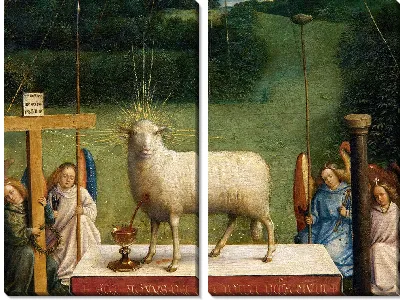 Гентский алтарь «Поклонение мистическому агнцу», фрагмент агнца