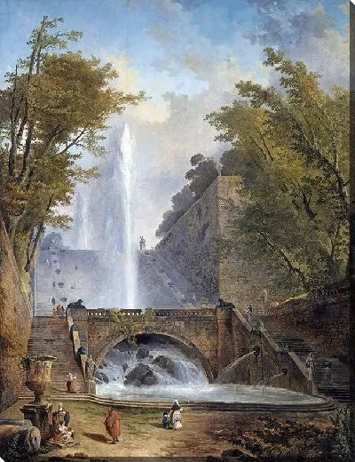 Картина Лестница и фонтан в парке римской виллы