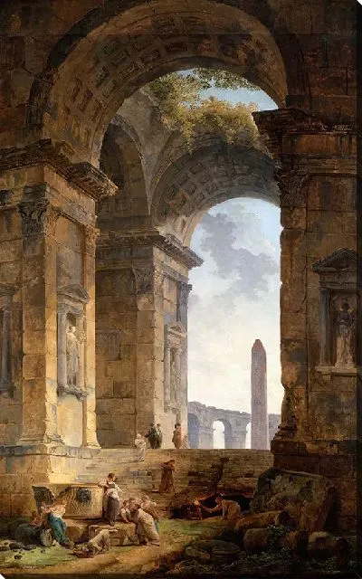 Картина Руины с обелиском вдалеке