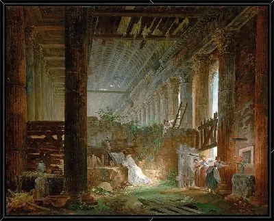 Отшельник молится на руинах римского храма