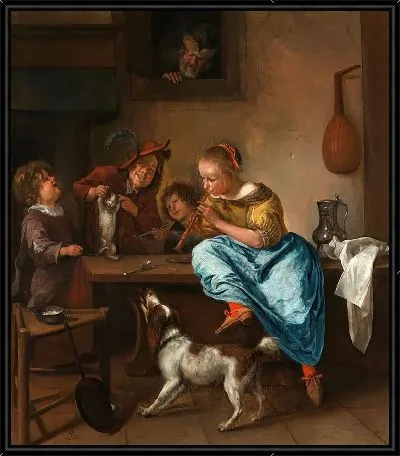 Дети учат кошку танцевать, известный как «Урок танцев»