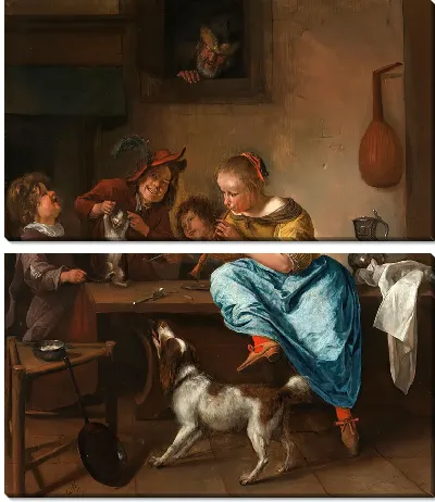 Дети учат кошку танцевать, известный как «Урок танцев»