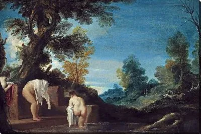 Картина Пейзаж с купающимися женщинами