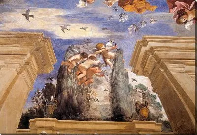 Картина Казино Аврора. Первый этаж. Фрагмент «Авроры» Гверчино.