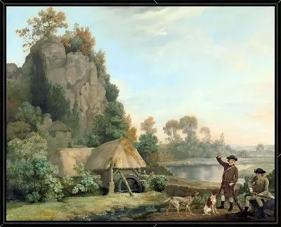 Картина Двое джентльменов отправляются на охоту, с видом на скалы Кресвелл, снято на месте