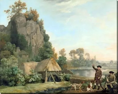 Картина Двое джентльменов отправляются на охоту, с видом на скалы Кресвелл, снято на месте