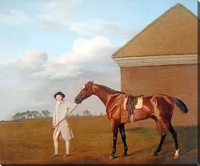 Картина Файрттейл со своим тренером у дома для чистки на Ньюмаркет-Хит