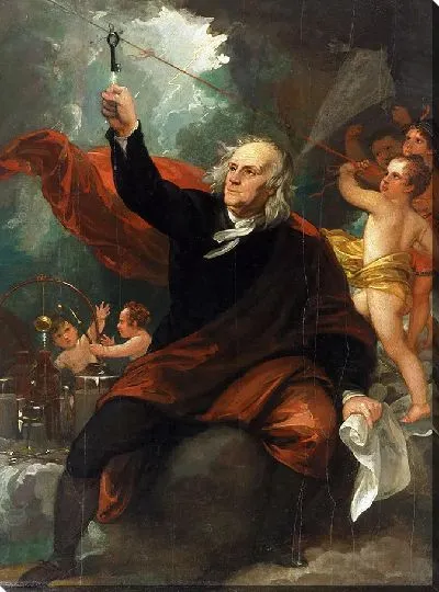 Картина Бенджамин Франклин черпает электричество с неба