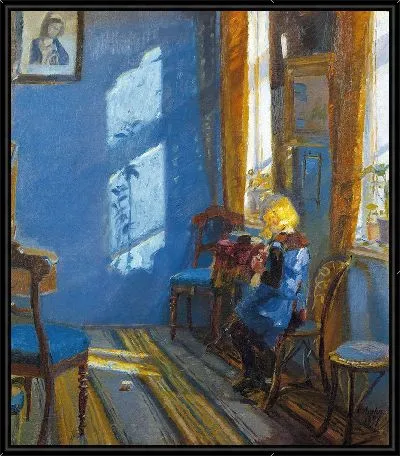 Солнечный свет в синей комнате