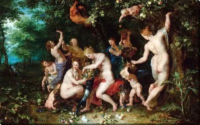 Картина Нимфы, наполняющие рог изобилия