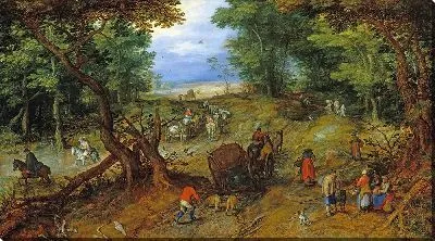 Картина Лесная дорога с путешественниками