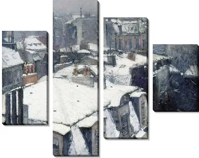 Картина Крыши в снегу (эффект снега)