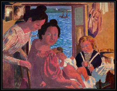 Мать и дитя в Le Pouldu, вечерний свет